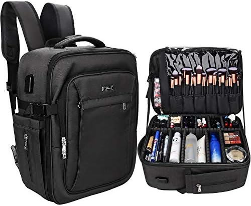 Relavel Extra Large Makeup Backpack Professional Travel Case with Adjustable Dividers