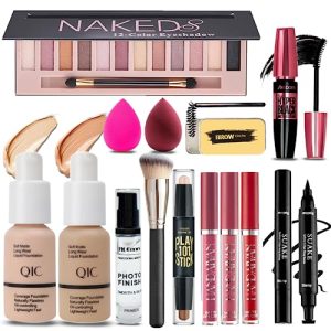 12 Color Eyeshadow All-in-One Makeup Kit for Women with Foundation and Lipsticks