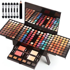 190 Colors Women's Full Makeup Kit with Eyeshadow, Blusher, Eyebrow Powder, and Mirror