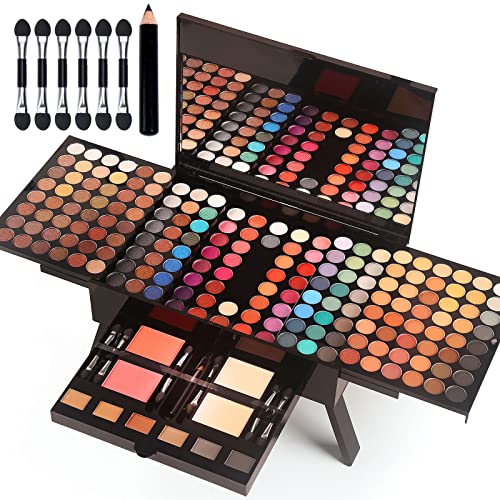 190 Colors Women's Full Makeup Kit with Eyeshadow, Blusher, Eyebrow Powder, and Mirror