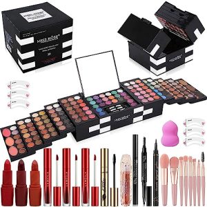 MISS ROSE 148 Color Pro Makeup Palette Complete Kit for Women Beginners with Brushes