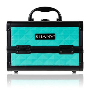 SHANY Turquoise Portable Makeup Train Case with Locks, Multi-Tray Organizer and Mirror