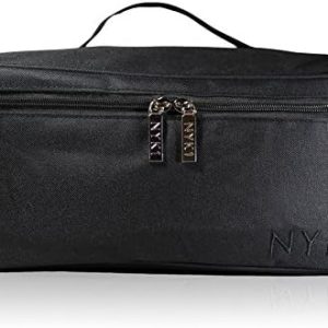 Make Up Beauty Cosmetic Bag - Large Travel Wash Case Bags for Women Girls Storage of Makeup Cosmetics, Toiletry Pouch for Brushes Toiletries Kids Brush Kit Nail Art Lamp Set, Splash Waterproof (BLACK)