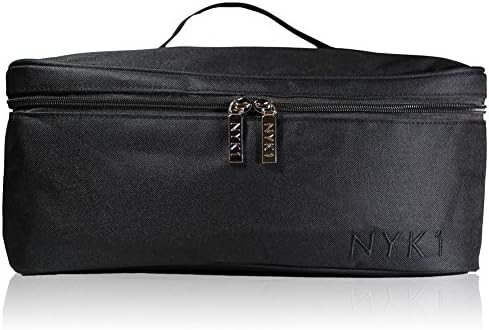 Make Up Beauty Cosmetic Bag - Large Travel Wash Case Bags for Women Girls Storage of Makeup Cosmetics, Toiletry Pouch for Brushes Toiletries Kids Brush Kit Nail Art Lamp Set, Splash Waterproof (BLACK)
