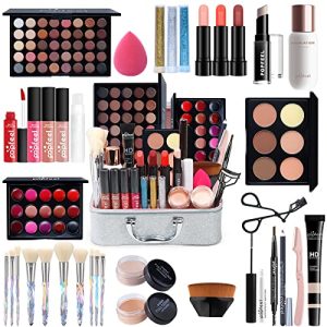 All-in-One Women's Holiday Makeup Gift Set with Eyeshadow, Lipstick, and Blush - 12 Piece