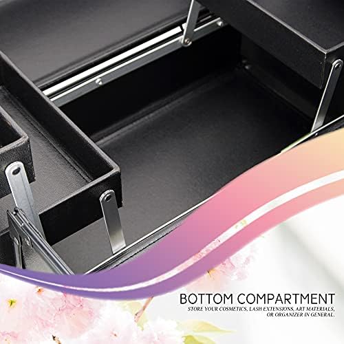 Black 6-Tier Lockable Makeup Organizer and Travel Kit Portable Aluminium Train Case - Image 5