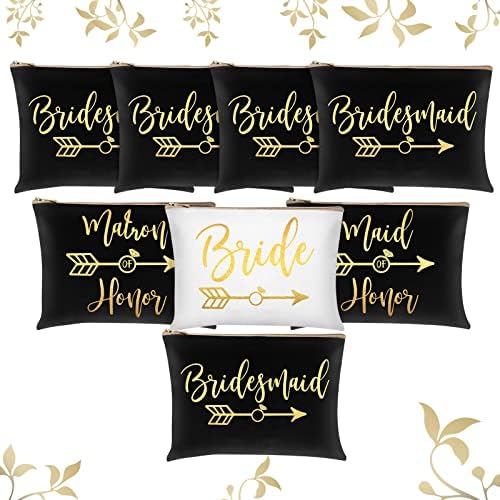 8-Piece Canvas Makeup Bag Set - Stylish Design for Bridesmaids and Matron of Honor
