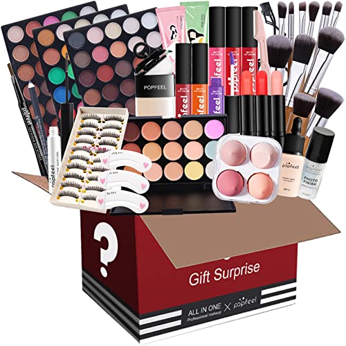 All-in-One Makeup Gift Set for Women 10 Piece Collection with Makeup Bag and Lipgloss Lipstick