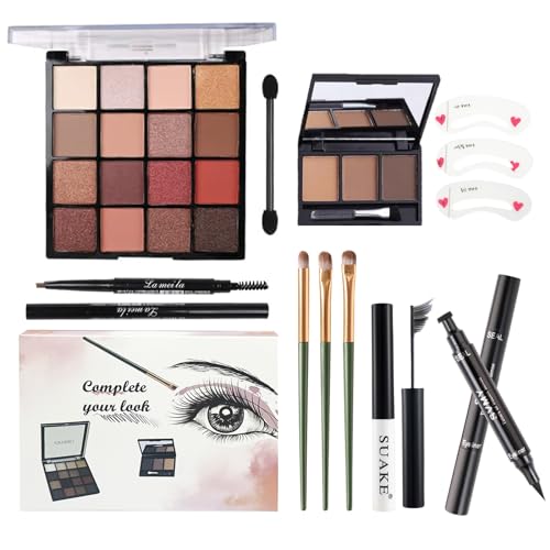 Girls 16 Color Eyeshadow Palette and 3 Brush All-in-One Makeup Kit for Beginners