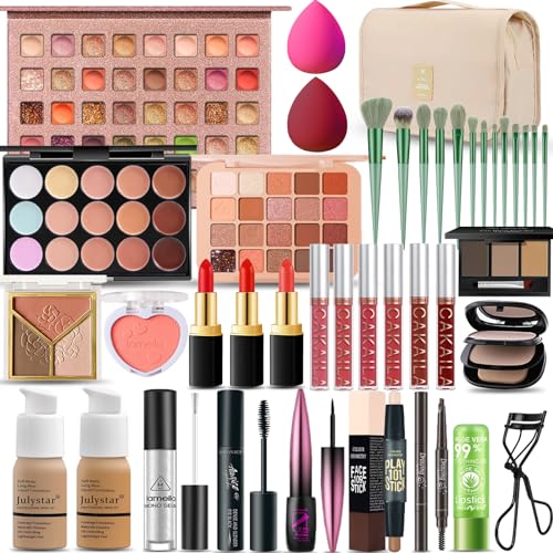 All-in-One Makeup Kit for Women and Teens, Travel Size with Foundation, Eyeshadow, Lipstick, and More