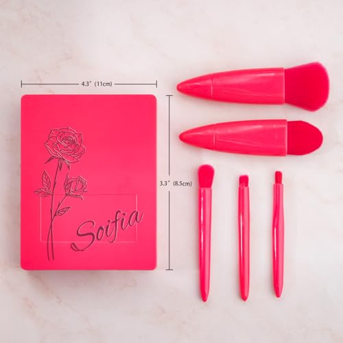 Callie Personalized Makeup Brush Set with Holder, Mirror, 5 Brushes, Custom Birth Flower - Image 6
