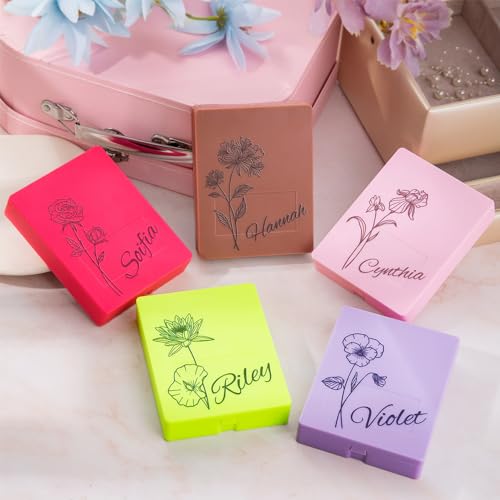 Callie Personalized Makeup Brush Set with Holder, Mirror, 5 Brushes, Custom Birth Flower - Image 2