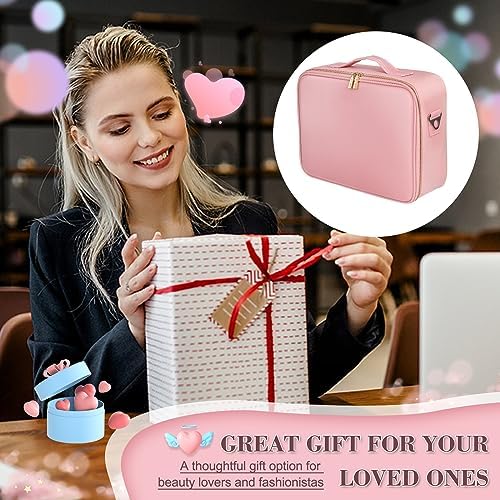 Cenoz Super Large Makeup Bag with LED Lighted Mirror and Adjustable Brightness in Pink - Image 8