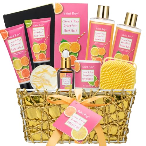 Citrus & Pink Grapefruit 11 Piece Women's Bath and Body Spa Gift Set