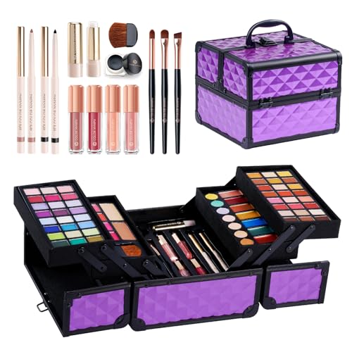 Color Nymph All-in-One Makeup Kit for Girls Teens 4-Tray Train Case