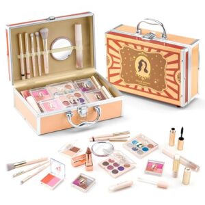 Color Nymph All-in-One Makeup Kit for Kids Ages 5-16 with 18 Eyeshadows and Glitter Set