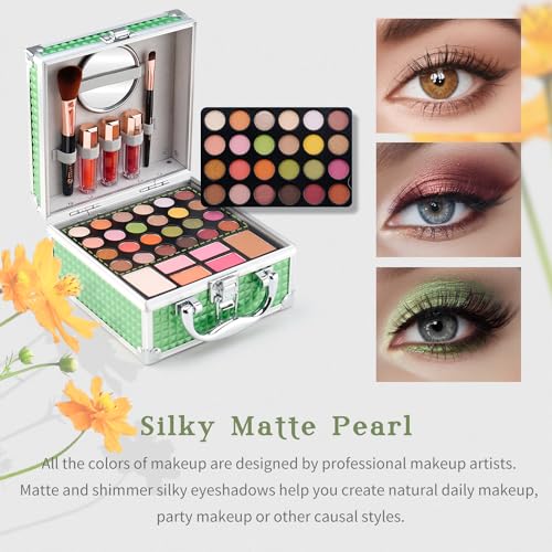Nymph Green Beginner Makeup Kit for Teens 24-Color Palette with Cosmetic Case - Image 4
