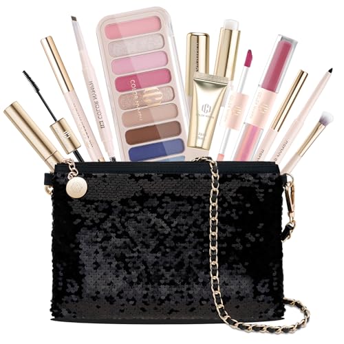 Color Nymph Teen Makeup Kit with Sequin Bag 9 Colors Eyeshadow Blush Lip Gloss Mascara