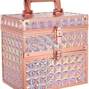 Costravio Portable Nail Supplies Organizer Box with Drawer and Slots in Rose Gold