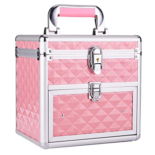 Frenessa Professional Makeup Train Case with Mirror and Adjustable Dividers, Large Capacity