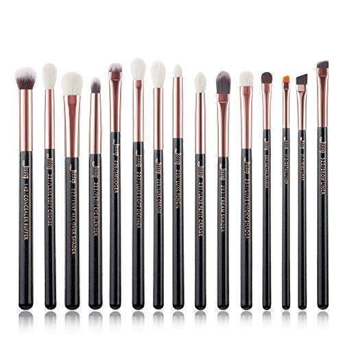 Jessup 15-Piece Professional Makeup Brush Set Natural-Synthetic Hair Wood Handle