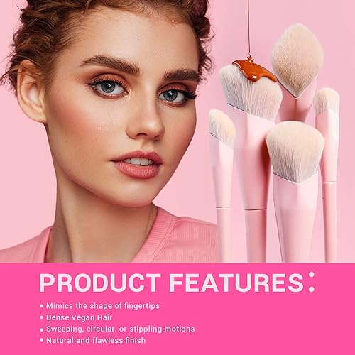 Jessup Pink Makeup Brushes Set 14Pcs Make up Brushes Premium Vegan Foundation Concealer Blush Eyeshadow Eyeliner Powder Highlighter Blending Face Brush Set, T495 - Image 3