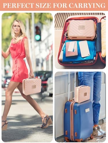 Kalolary Pink Portable Makeup Train Case with Lighted Mirror and Adjustable Brightness 10 x 8 x 5 Inches - Image 7