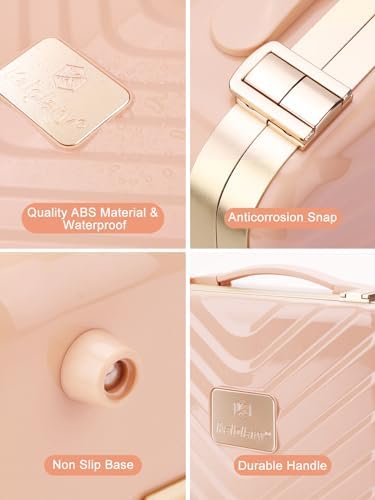 Kalolary Pink Portable Makeup Train Case with Lighted Mirror and Adjustable Brightness 10 x 8 x 5 Inches - Image 3
