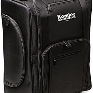 Kemier Black Soft-Sided Nylon 15-Inch Portable Rolling Makeup Case Organizer with Pouches