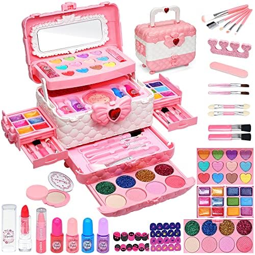 Washable Non-Toxic Pretend Cosmetic Set Kids Makeup Kit for Girls Ages 4-12