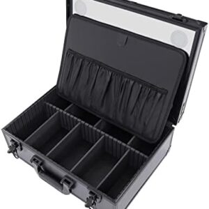 Large Lighted Makeup Train Case 22 Inch with Mirror and Custom Dividers