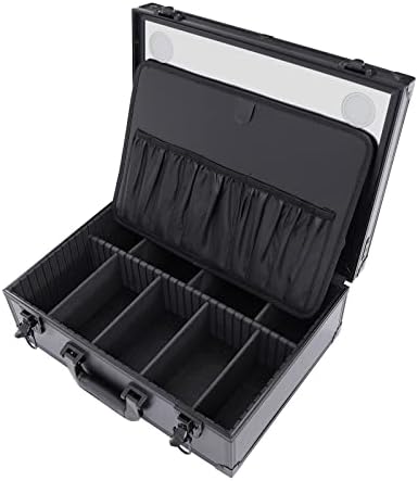Large Lighted Makeup Train Case 22 Inch with Mirror and Custom Dividers