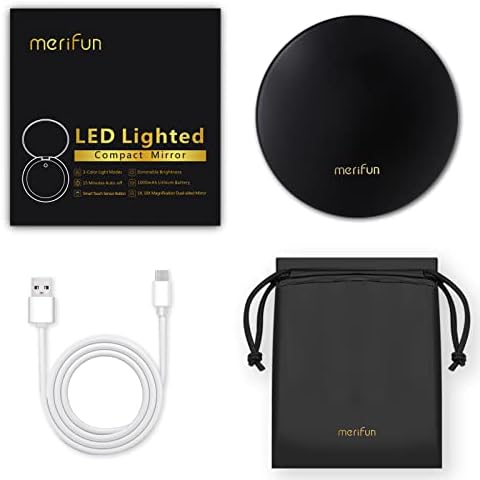 Rechargeable 5-Inch Black LED Lighted Travel Makeup Mirror 1x/10x Magnifying Dimmable - Image 7