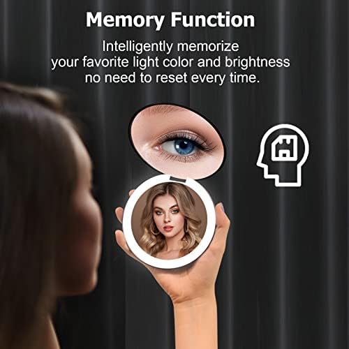 Rechargeable 5-Inch Black LED Lighted Travel Makeup Mirror 1x/10x Magnifying Dimmable - Image 4
