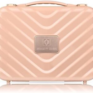 Pink Travel Makeup Case with Adjustable LED Lights and 3 Color Settings