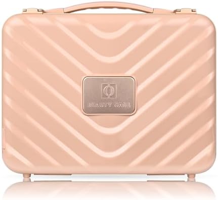 Pink Travel Makeup Case with Adjustable LED Lights and 3 Color Settings