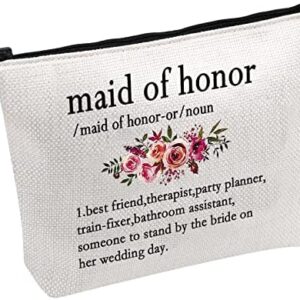8x5 Inch Maid of Honor Zipper Pouch Makeup Bag Gift for Wedding Bachelorette Party