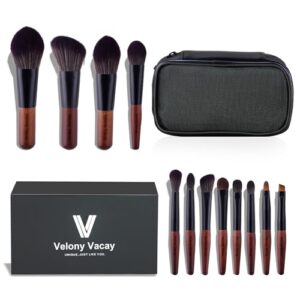 Makeup Brush Set, 12Pcs Travel Makeup Brush Set Premium Synthetic Eyeshadow, Contour, Blush, Concealer, Blending, Full Face Mini Makeup Brush Set With Case