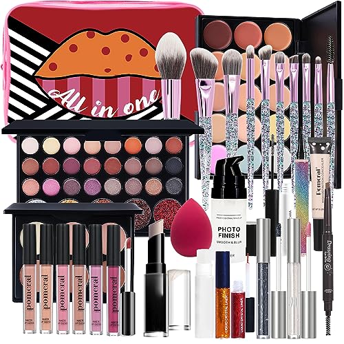 Complete 20-Piece Makeup Kit for Beginners with Eyeshadow, Eyeliner, Lip Gloss, and Brushes