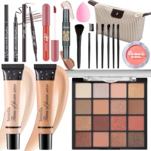 Girls and Women's Full Face Travel Makeup Kit with Eyeshadow Blusher and Brushes