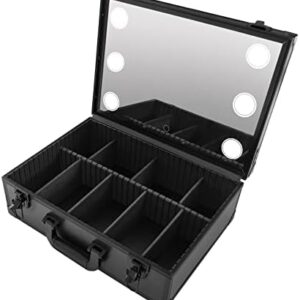 Makeup Train Case - Makeup Organizer Case - Makeup Case with Mirror And Lights, Portable Cosmetic Organizer Box with Customized Dividers, Travel Large Makeup Artist Organizer Kit | US Stock