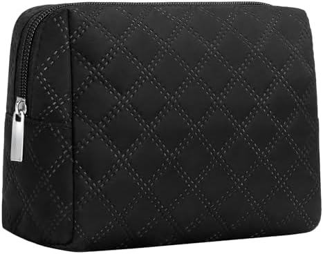 Marvolia Small Black Mini Travel Cosmetic Organizer Bag with Zipper for Purse