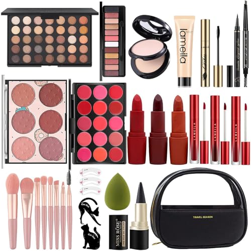 MISS ROSE All In One Full Makeup Kit for Women, Easy Carry, Black, Multipurpose