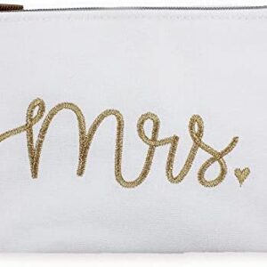 Mrs. Embroidered Cosmetic Bag Wifey Gift Lined Makeup Pouch for Beach Honeymoon Travel