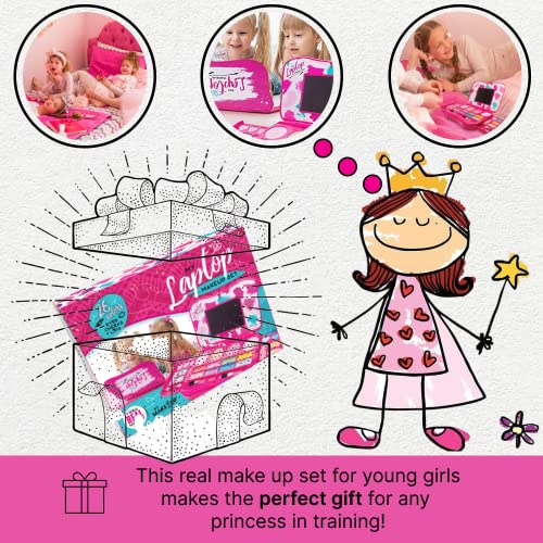 Pink Foldable Makeup Palette and Mirror, Age-Appropriate First Makeup Set for Young Girls - Image 5