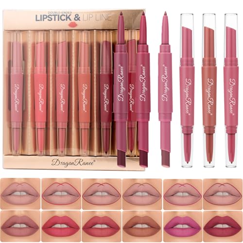 MYUANGO 6Pcs Matte Velvet Lipstick Lip Liner Set Long Lasting Vegan Formula