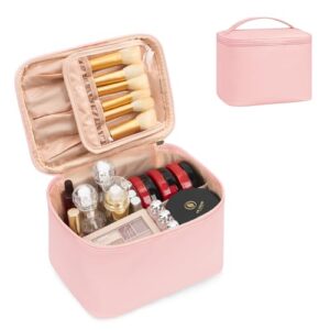 OCHEAL Large Pink Foldable Travel Makeup Bag Organizer with Handle Storage