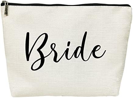 Personalized Bride Canvas Cosmetic Bag, Ideal for Weddings and Travel