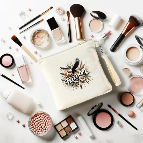 Custom Freedom Eagle Makeup Bag for Bridesmaids Friends Travel Organizer Pouch - Image 4