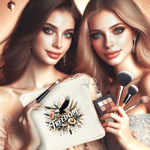 Custom Freedom Eagle Makeup Bag for Bridesmaids Friends Travel Organizer Pouch - Image 5
